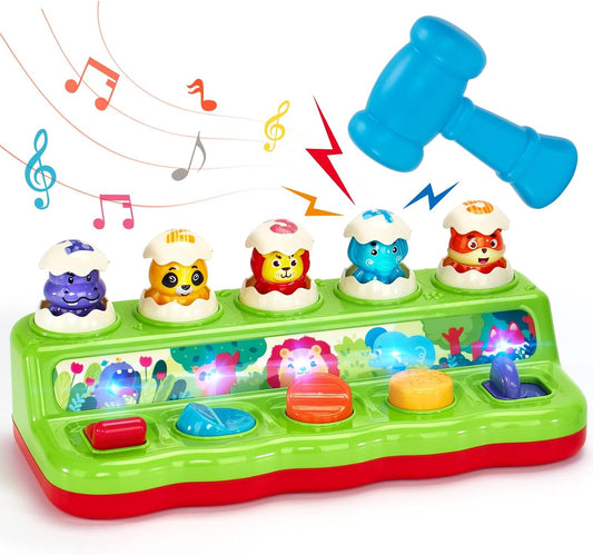 hahaland Giochi Bambini 1 Anno - Animali Pop-Up Abilità Motorie Montessori con Musica, Gioco Educativi attività Regalo per 1 2 3 Anni